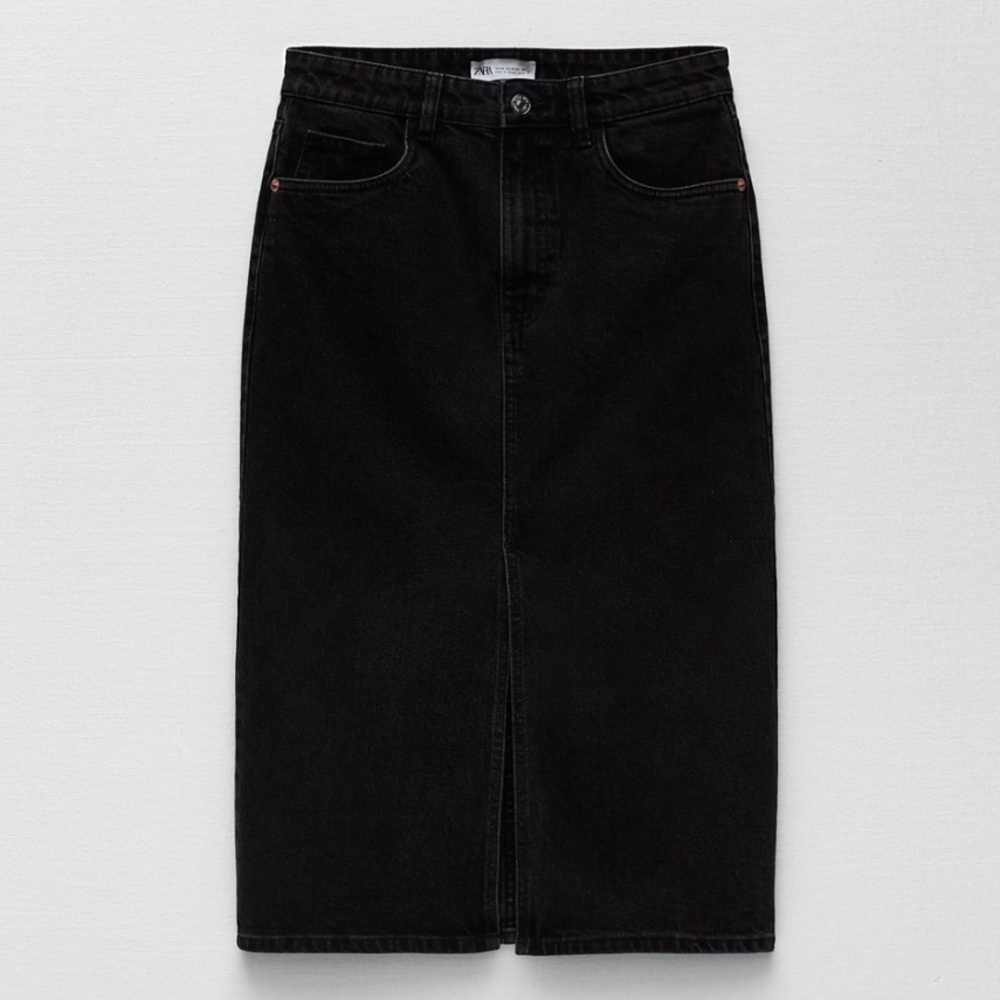 NWOT Zara Hi-Rise Denim Pencil Midi Skirt